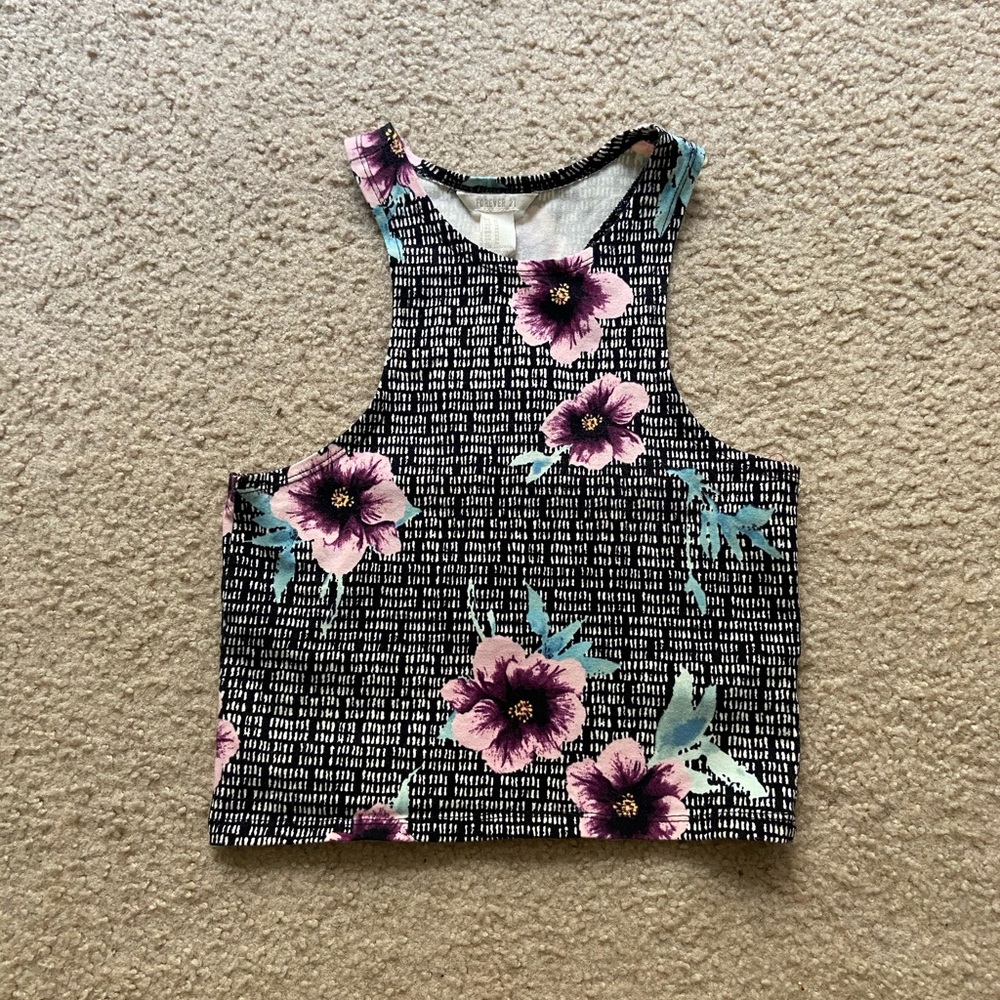 2 for $15 Racerback floral crop top
